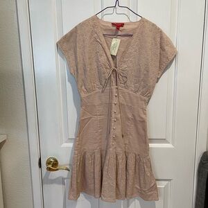 Nwt Guess Pale Pink/ Beige Cotton Eyelet Dress S